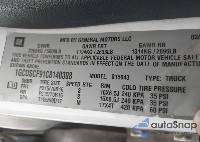 1GCDSCF91C8140308: 41463640