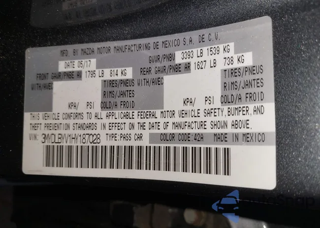 3MYDLBYV1HY187028: 41466165