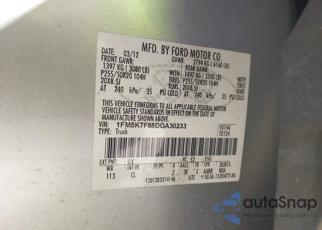 1FM5K7F88DGA30233: 41465702