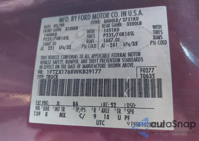 1FTZX1768WKB39177: 41470009