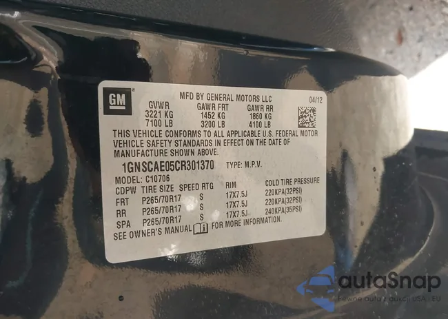 1GNSCAE05CR301370: 41474193