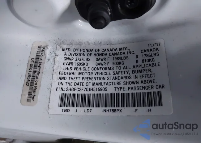 2HGFC2F70JH515905: 41479699