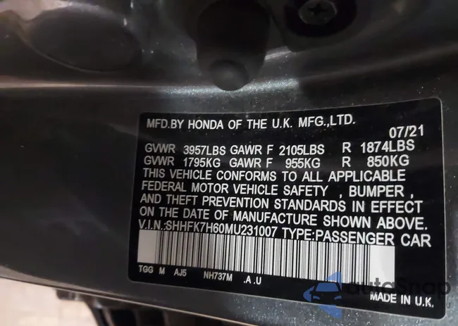 SHHFK7H60MU231007: 41482295