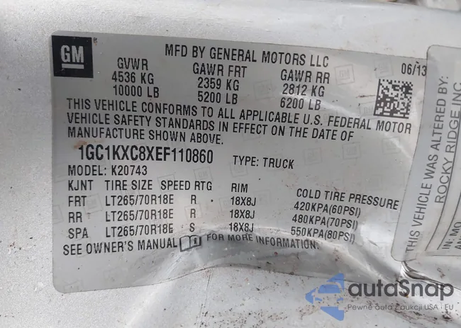 1GC1KXC8XEF110860: 41490113