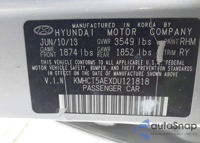 KMHCT5AEXDU121818: 41490820