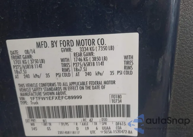 1FTFW1EFXEFC89999: 41491284