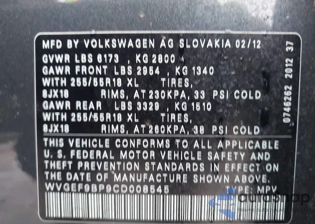 WVGEF9BP9CD008545: 41492653