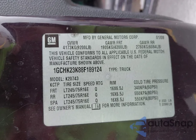 1GCHK23K88F189124: 41493854