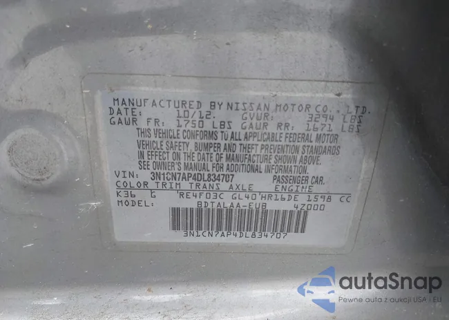 3N1CN7AP4DL834707: 41494785