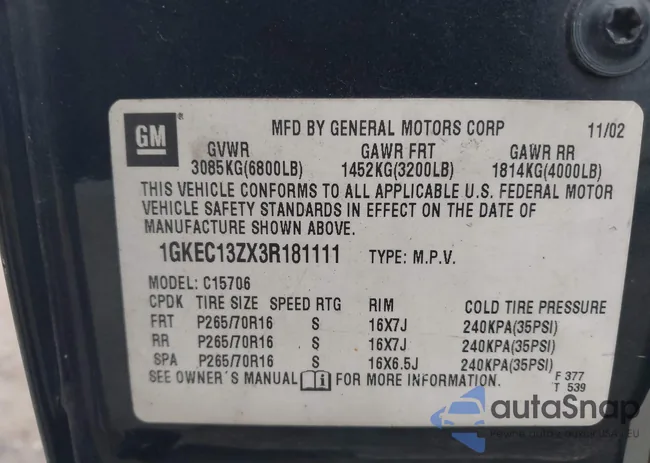 1GKEC13ZX3R181111: 41496338