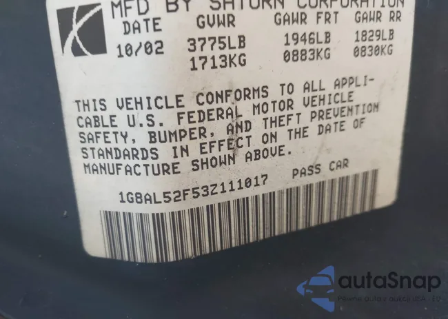 1G8AL52F53Z111017: 41497085