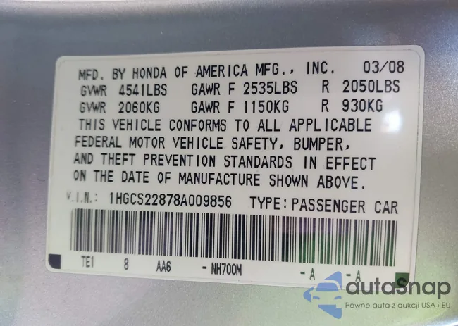 1HGCS22878A009856: 41497660