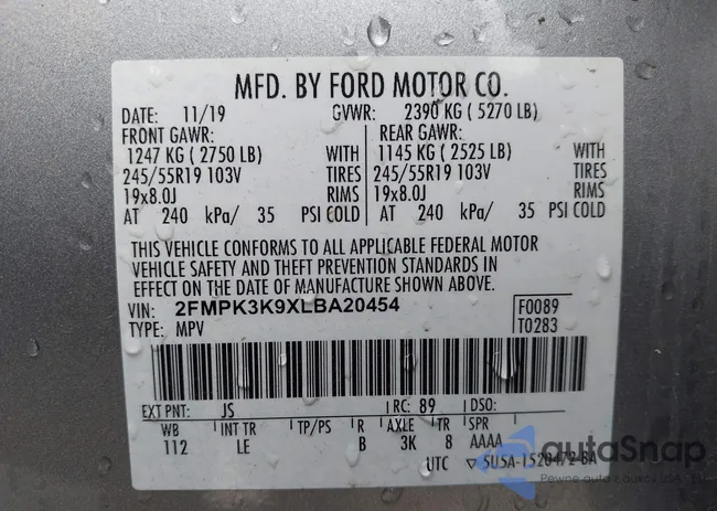 2FMPK3K9XLBA20454: 41501781