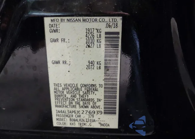 1N4AL3AP6JC276939: 41506160