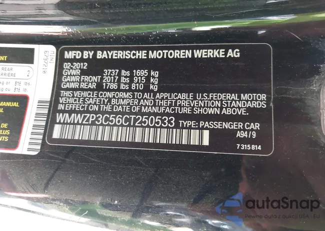 WMWZP3C56CT250533: 41506301