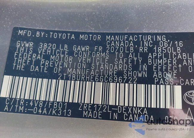 2T1BURHE6GC696722: 41506840