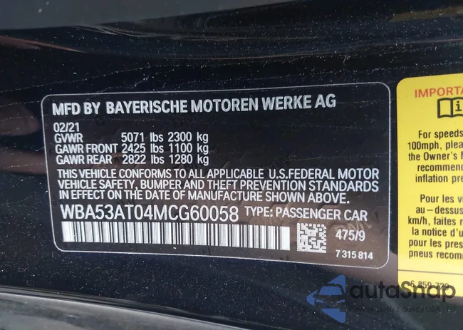 WBA53AT04MCG60058: 41506841