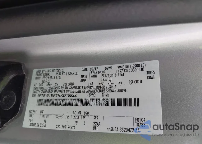 1FTEW1EP3HKD15522: 41507406