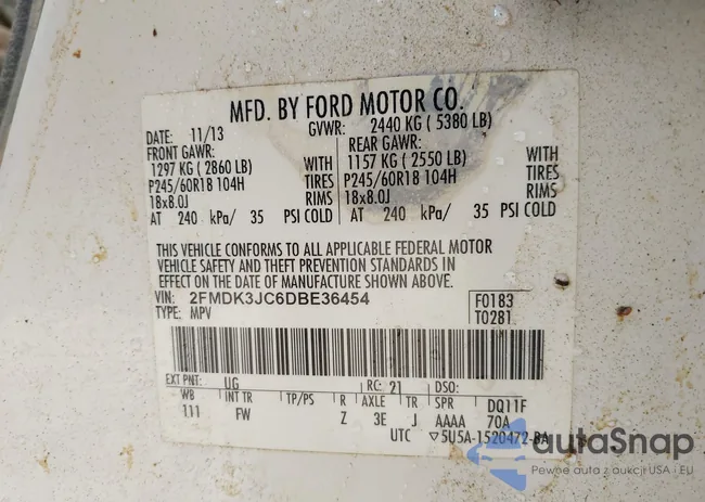 2FMDK3JC6DBE36454: 40515713