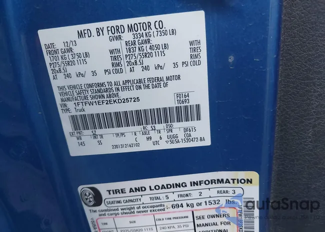 1FTFW1EF2EKD25725: 40520043