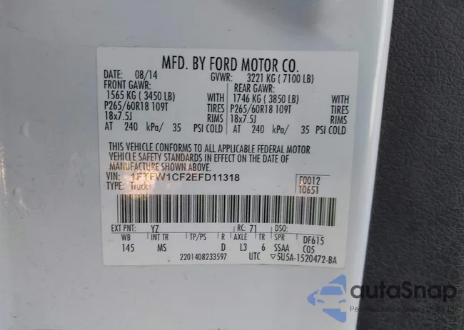 1FTFW1CF2EFD11318: 40520073