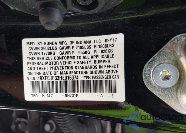 19XFC1F33HE016074: 40526190