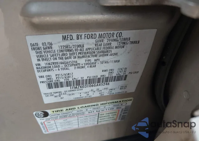 1FMZK03106GA45246: 40528038