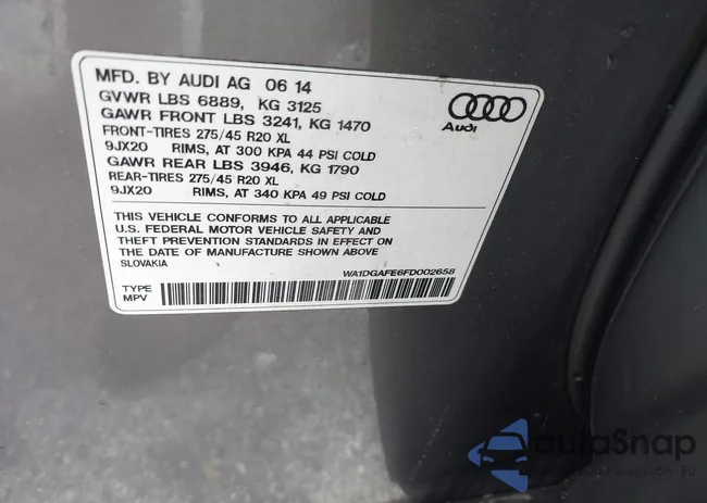 WA1DGAFE6FD002658: 40527401