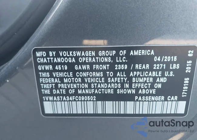 1VWAS7A34FC090502: 40527465