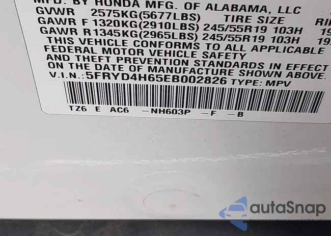 5FRYD4H65EB002826: 40530060