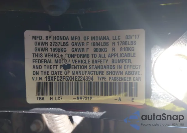 19XFC2F5XHE224394: 40530685