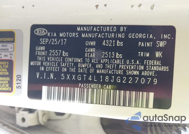 5XXGT4L18JG227079: 40542019