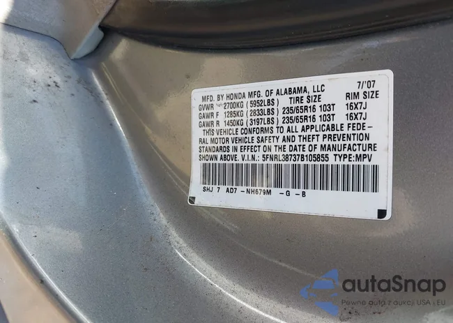 5FNRL38737B105855: 40541578