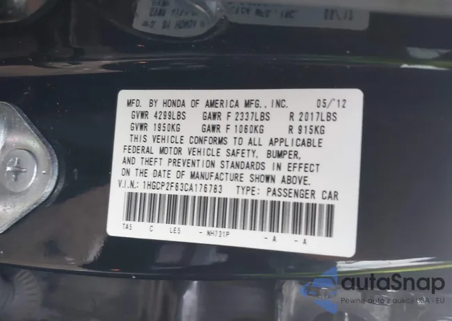 1HGCP2F63CA176783: 40543625