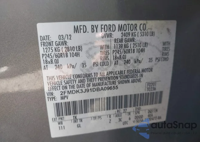 2FMDK3J91DBA09655: 40547357