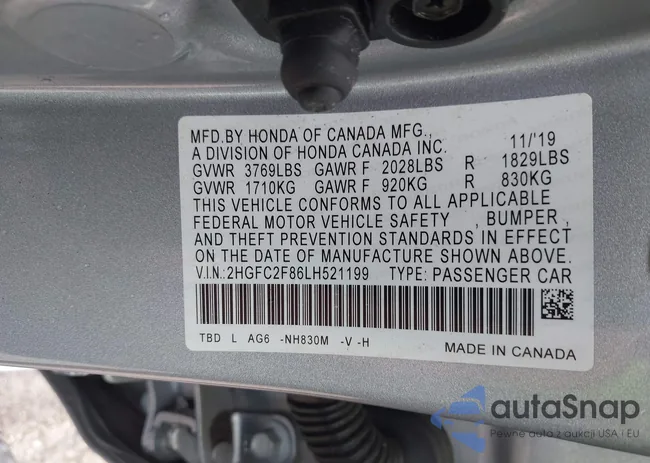 2HGFC2F86LH521199: 40551265