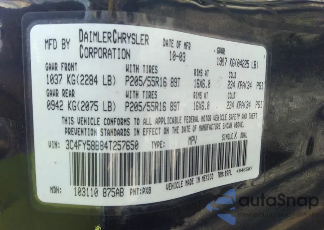 3C4FY58B84T257650: 40554875