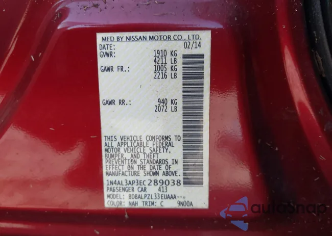 1N4AL3AP3EC289038: 40563893