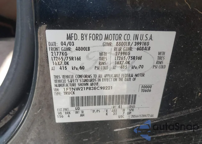 1FTNW21P83EC98221: 40564706