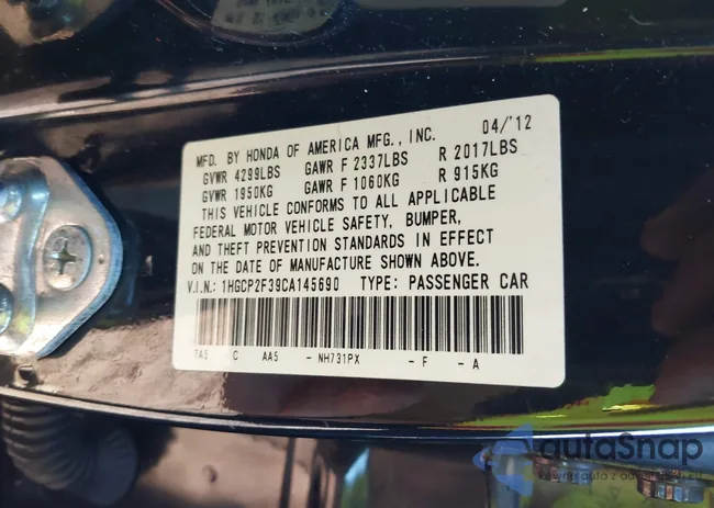 1HGCP2F39CA145690: 40570526