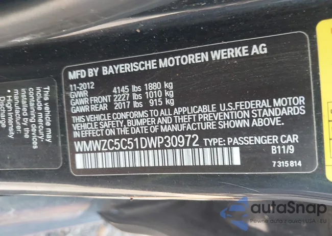 WMWZC5C51DWP30972: 40574307
