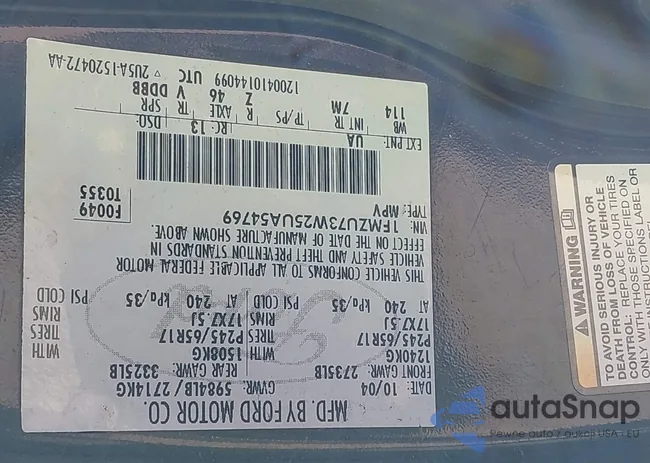 1FMZU73W25UA54769: 40579232