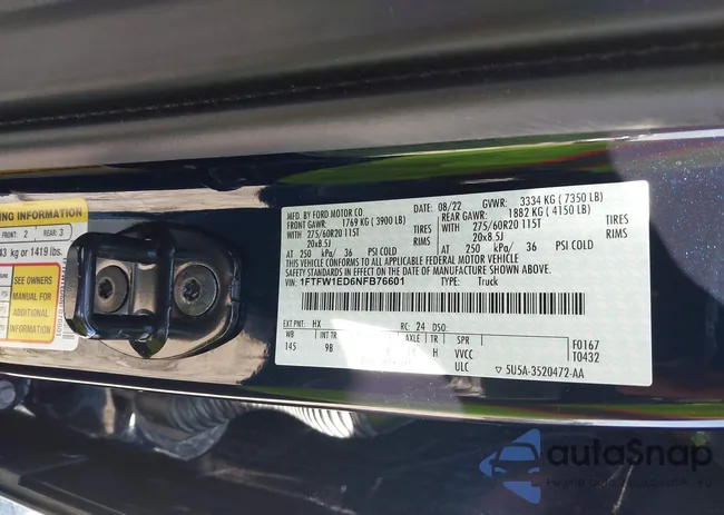 1FTFW1ED6NFB76601: 40581428