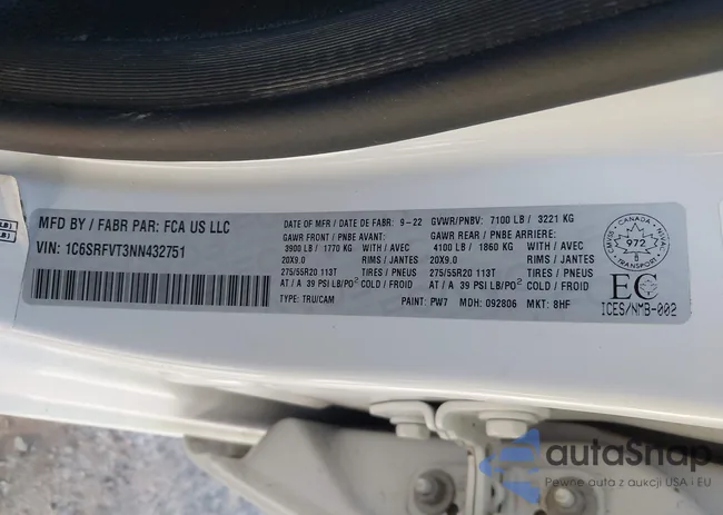 1C6SRFVT3NN432751: 40594345