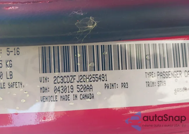 2C3CDZFJ2GH255491: 40595549