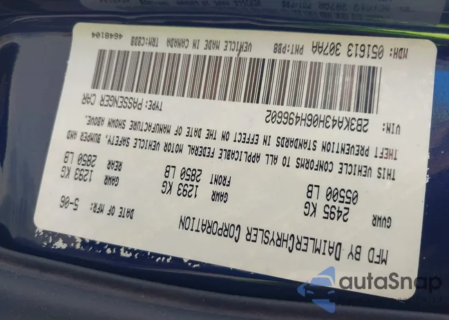 2B3KA43H06H496602: 40605811