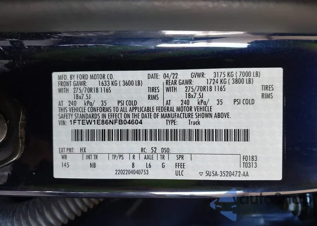 1FTEW1E86NFB04604: 40606676