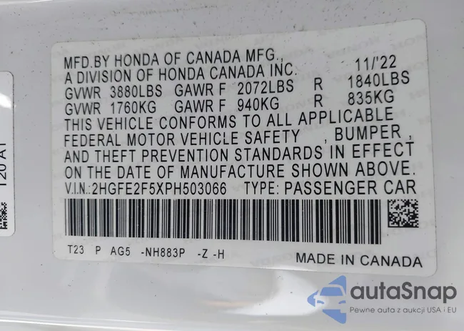 2HGFE2F5XPH503066: 40606928