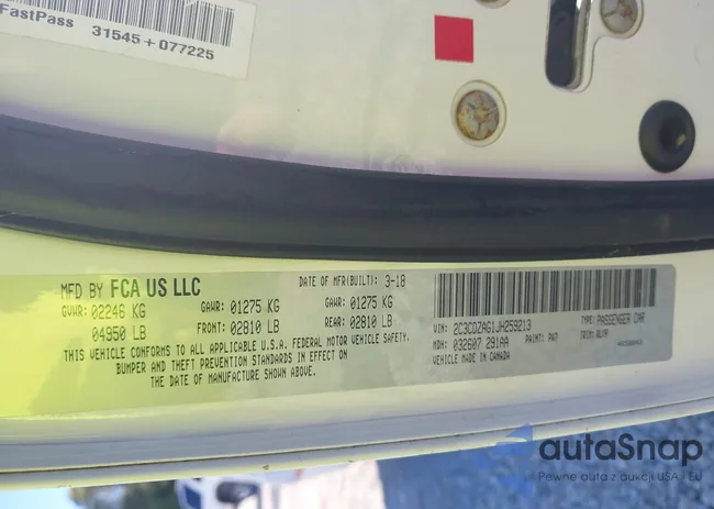 2C3CDZAG1JH259213: 40609233