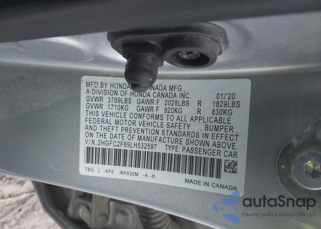 2HGFC2F69LH532597: 40610279